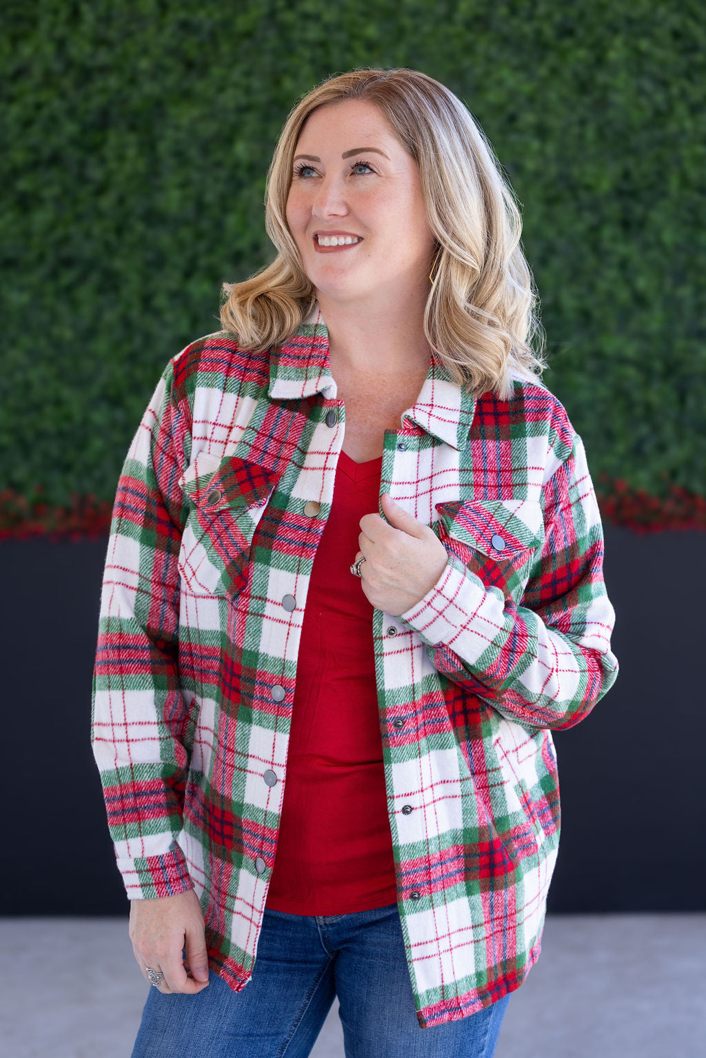 Norah Plaid Shacket - Christmas Plaid